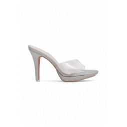 96231 Women Platforms Heels Transparent in Glitter Silver